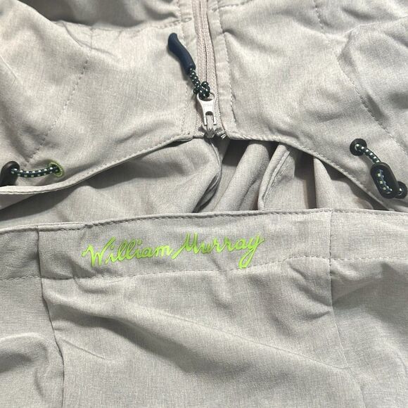 William Murray Mens 3XL Gray Lime Green Trim Golf Windbreaker Hooded Zip Jacket - Picture 9 of 10